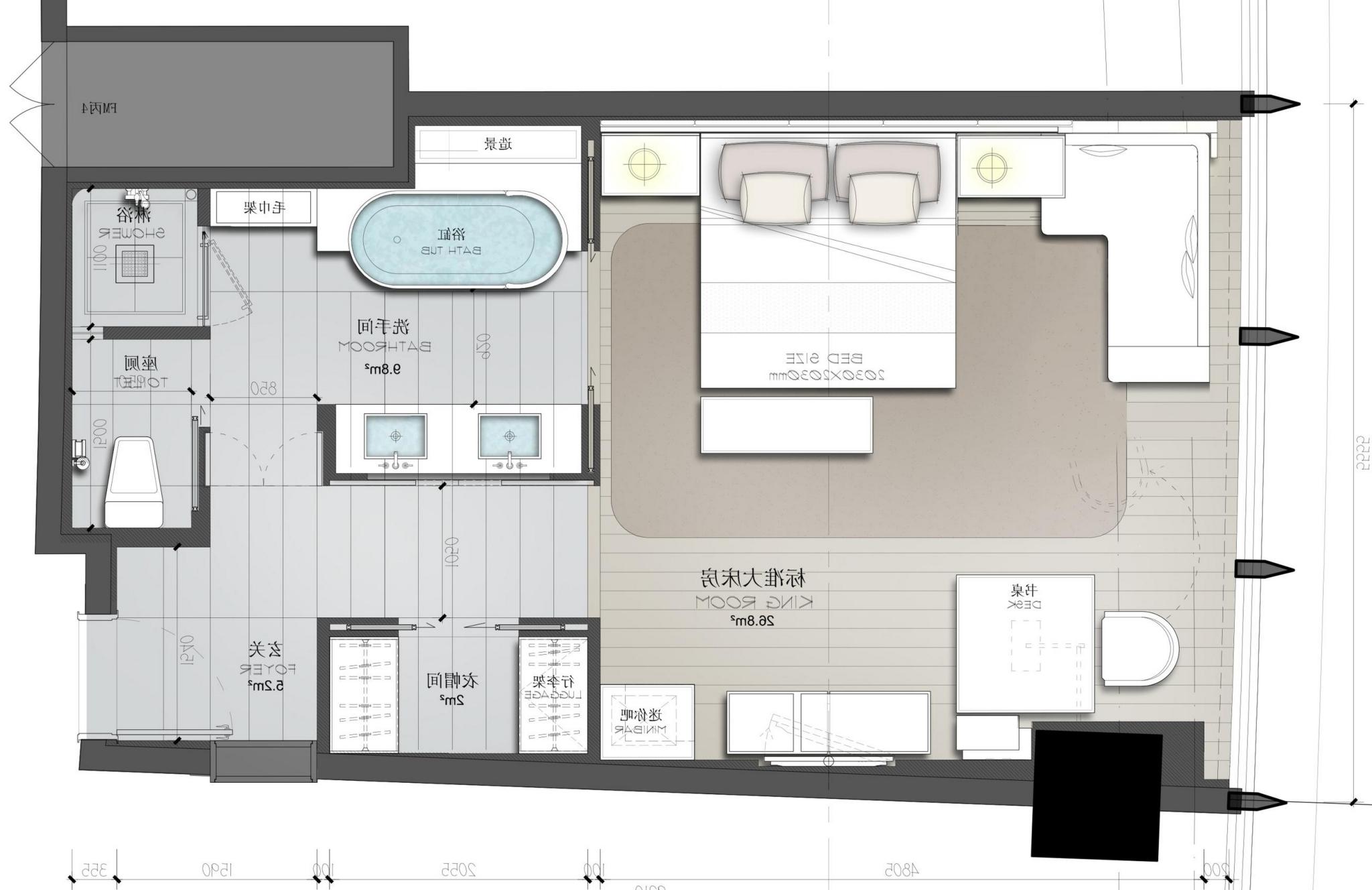 万豪酒店标准客房家具布置图